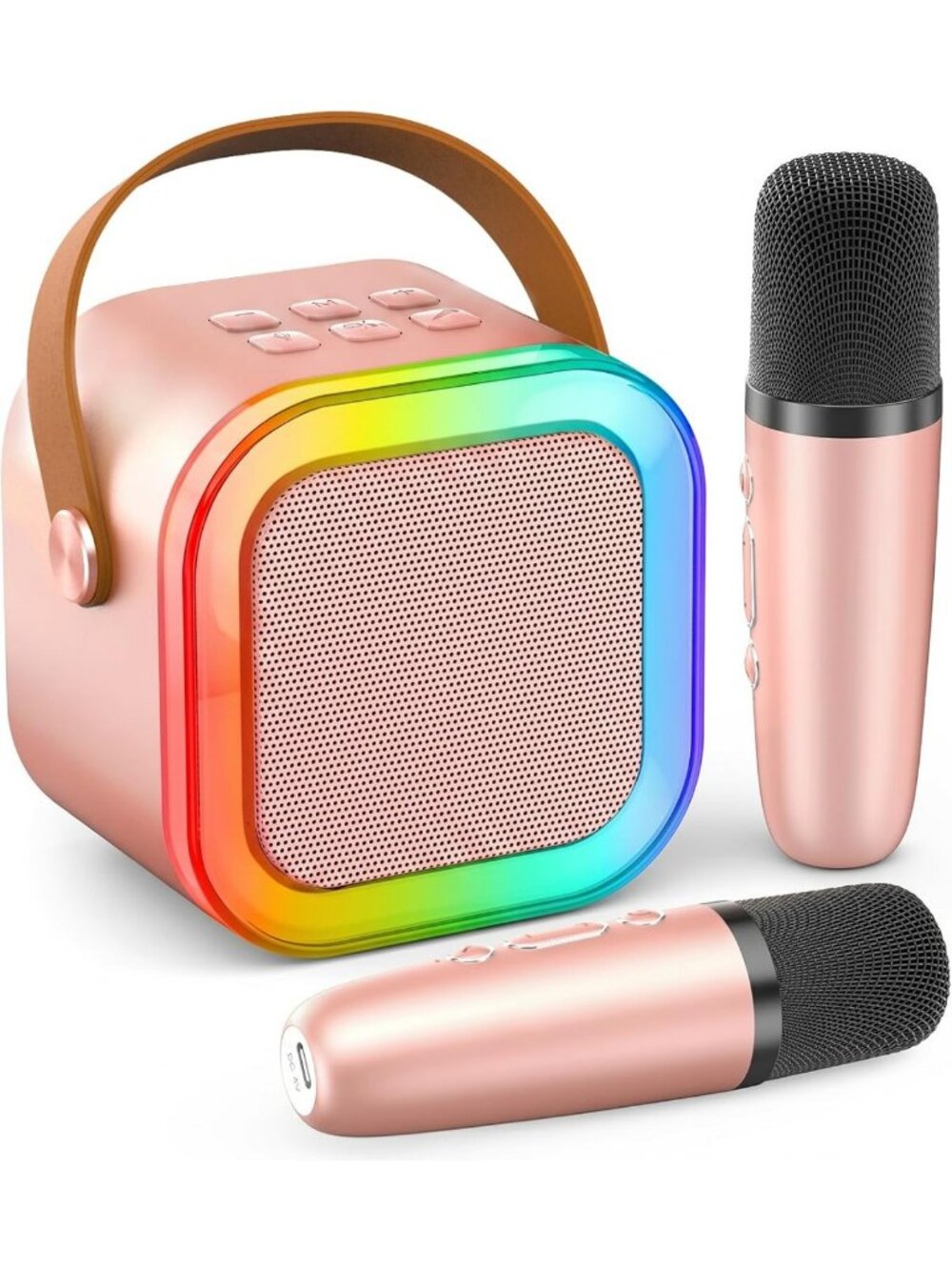 Portable Mini Karaoke Machine with Bluetooth, 2 Wireless Mics & HI-FI Sound